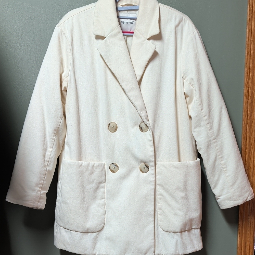 Madewell Women's Small Ivory Double-Breasted Pea Coat